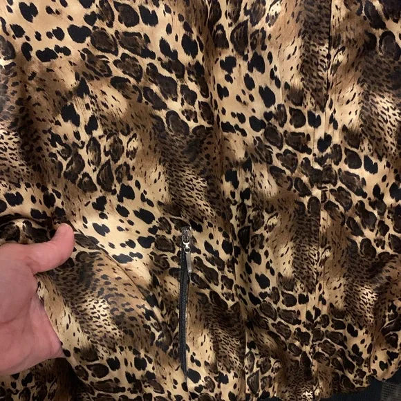 XL 100% Silk cheetah leopard print bomber jacket - Picture 5 of 14